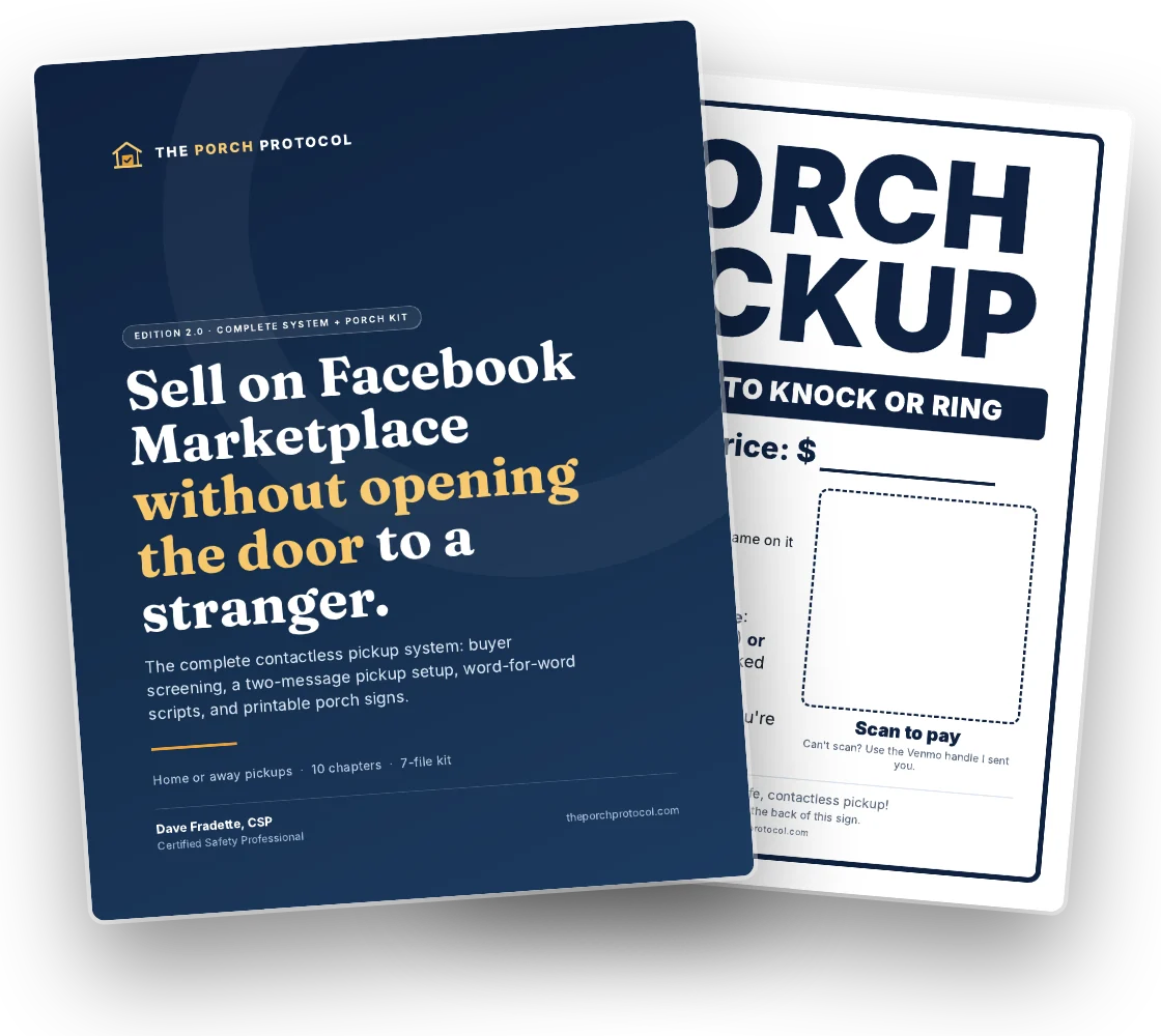 The Porch Protocol guide cover and the printable porch pickup sign included in the guide